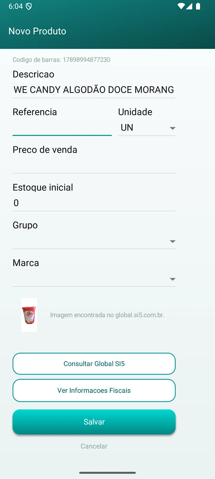 Tela oficial do SI5 Estoque divulgada no Google Play